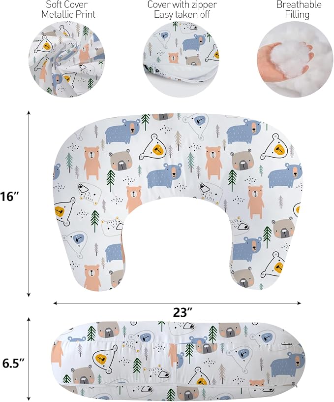 Little Grape Land Nursing Pillow, Upgraded Breast Feeding Pillow - Image 5