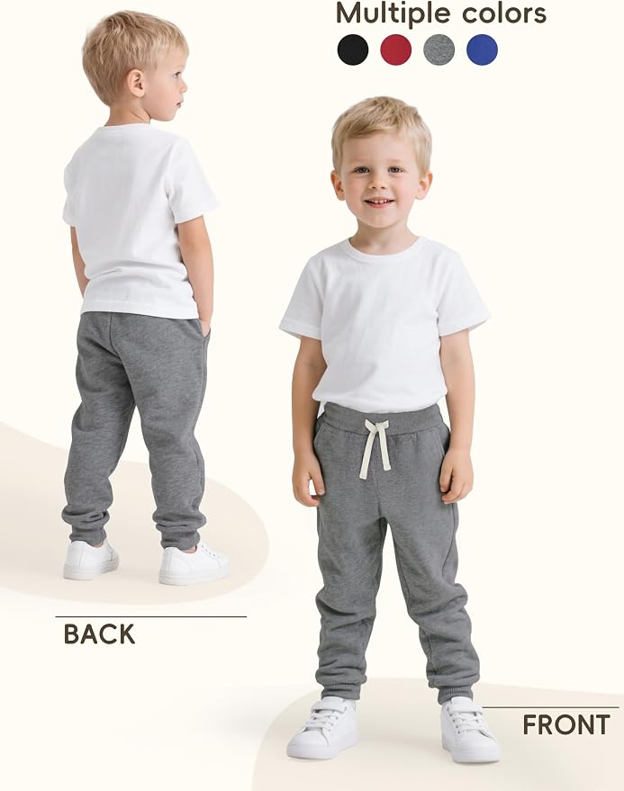 4 Pack Toddler Boys Sweatpants Cotton Baby Kids Joggers Toddler Boys Girls - Image 4