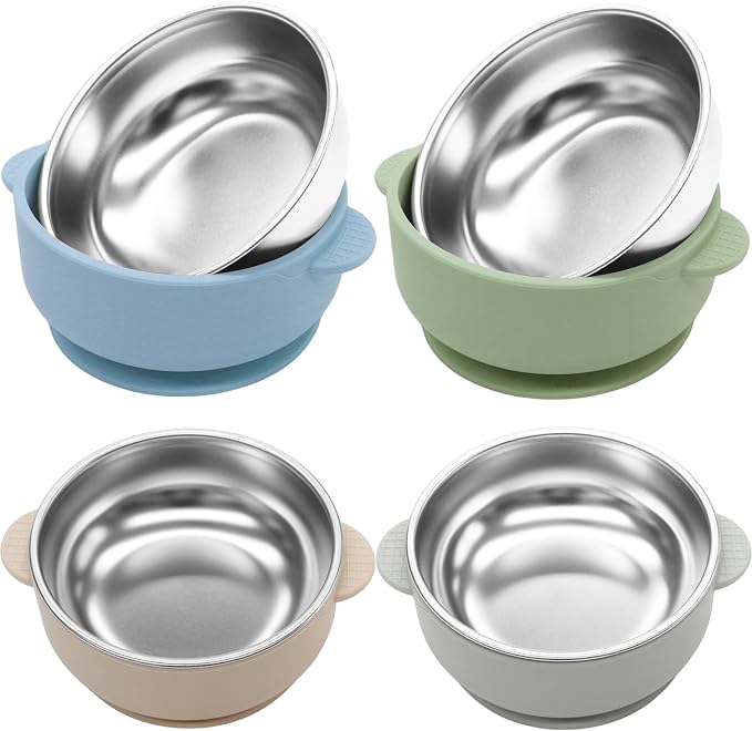 4 Pack Stainless Steel Baby Bowls by JVEOOBabyProducts-BuyNow