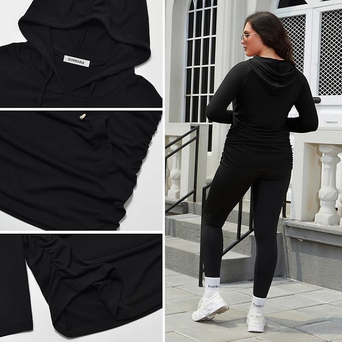 GINKANA Maternity Hoodie Long Sleeves Shirts Casual Maternity Top Pregnancy - Image 6