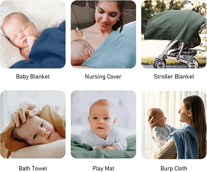Muslin Swaddle Blankets for Baby Girls and Boys, 4 Pack Breathable and - Image 5
