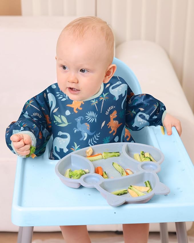 Lictin 3 Packs Baby Bibs for Boy or Girl, Cute Long Sleeve Bib, Waterproof Bibs - Image 2
