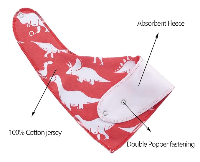 Maiwa 10-Pack Dinosaur Bandana Bibs - Image 3