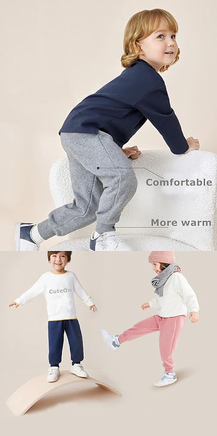 CuteOn Unisex Toddler Jogger Pants Kids Cotton Elastic Waist Winter Baby - Image 7