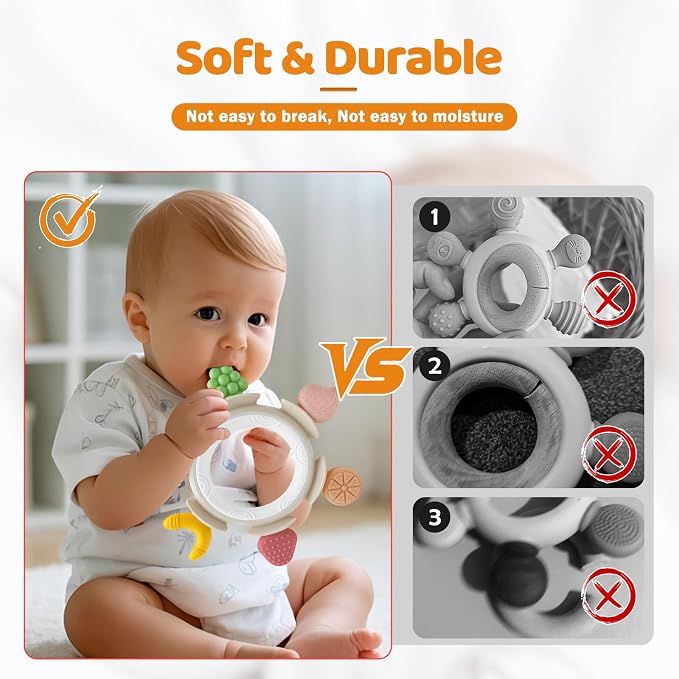 Baby Teething Ring Toy for 3–12 Months, Silicone Infant Teether for Sore Gum - Image 4