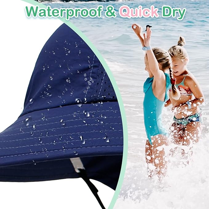XIAOHAWANG Girls Sun Hat Baby Beach Hats Boys UPF 50+ Kids Summer Protection - Image 6