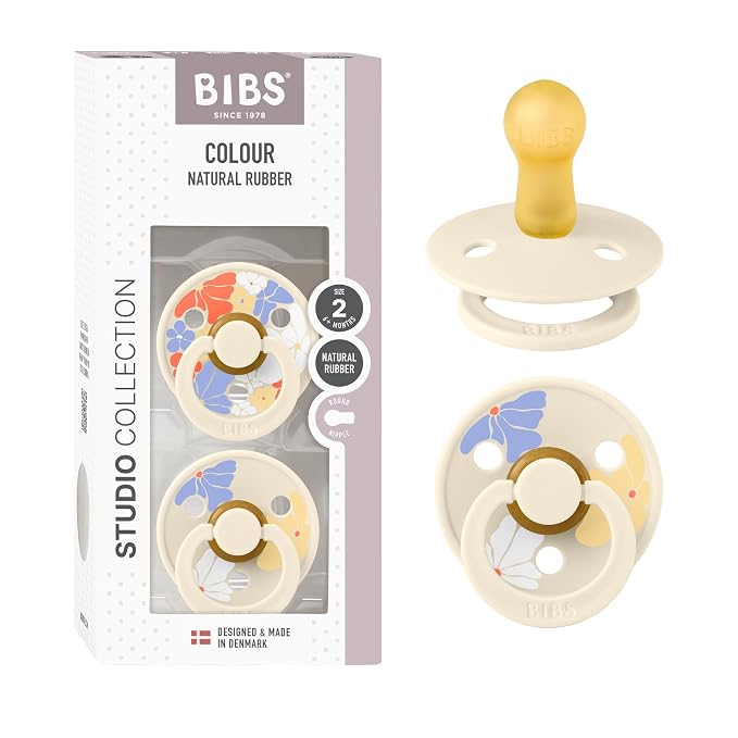 BIBS Pacifiers - Studio 2 Pack | Round Nipple Baby Pacifier | BPA Free Natural by BIBS