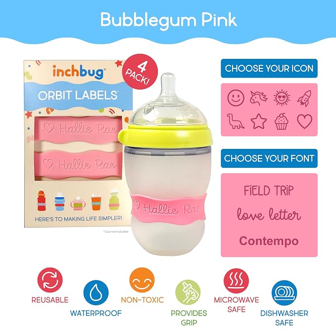 InchBug Orbit Labels Baby Bottle and Water Bottle Silicone Name Bands – - Image 3