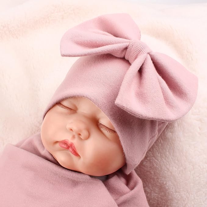 Bamery Newborn Baby Girl Hat Cotton Baby Bow Beanie Preemie Hats Spring Infant - Image 4