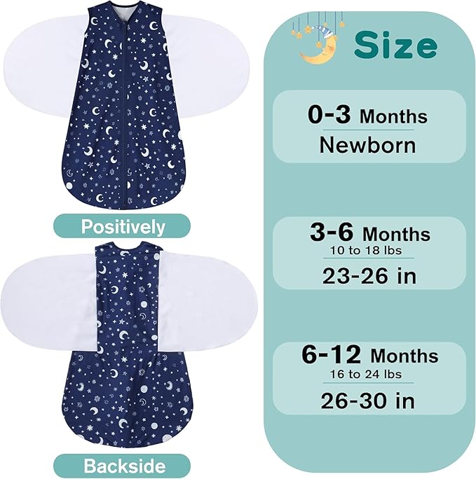 Newborn Sleep Sack Baby Swaddle, 0-3 Months, 3-Way Adjustable Wearable Blanket - Image 4
