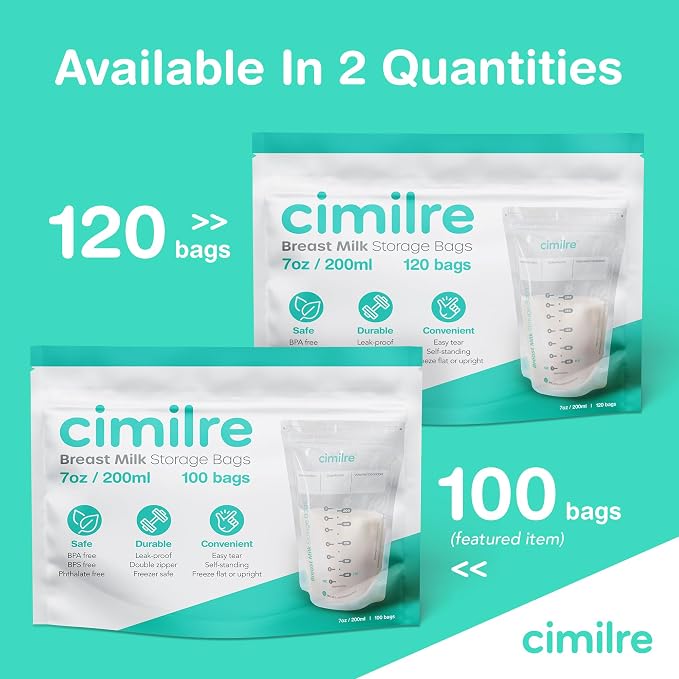Breast Milk Storage Bags by Cimilre, Leak-Proof Breastmilk Storage Bags - Image 8