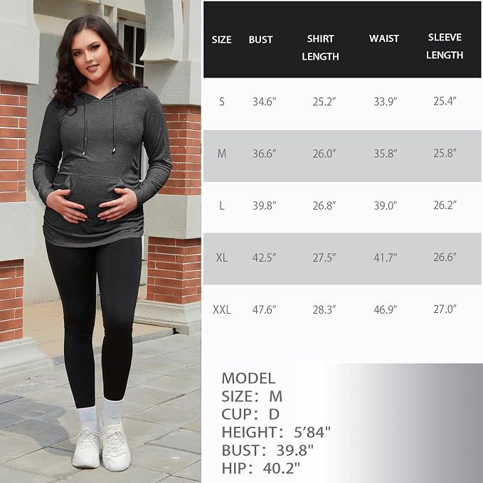 GINKANA Maternity Hoodie Long Sleeves Shirts Casual Maternity Top Pregnancy - Image 7