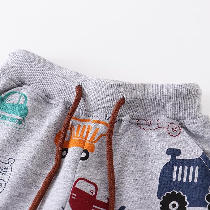 Boys Pants, Toddler 3 Pack Drawstring Elastic Sweatpants Cartoon Active Joggers - Image 6