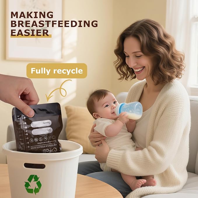 FATI Breastmilk Storage Bags-60 Pcs, 8Oz Blackout Breast Milk Storing Bag - Image 7