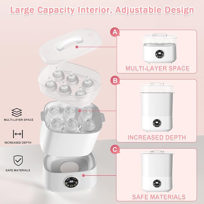Fisca Baby Bottle Sterilizer and Dryer, 5-in-1 Large Capacity Bottle Sanitizer - Image 4