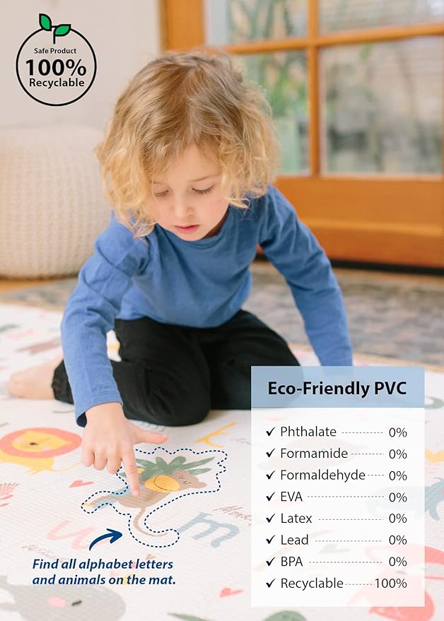 Baby Care Play Mat 82'' x 55'' Original One-Piece Reversible Rollable - Image 4