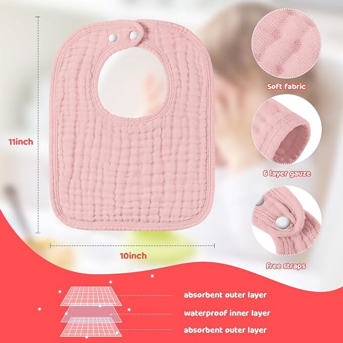 Tallew 8 Pack Baby Bibs and Muslin Burps - Image 3