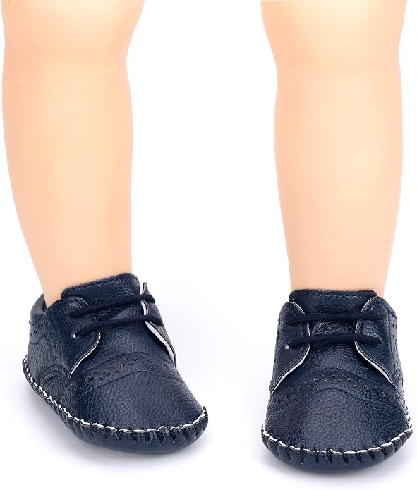 LONSOEN Baby Girls Boys Loafers Prewalker Dress Crib Shoes - Image 6