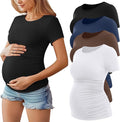 Huukeay 4 Pack Women's Maternity Shirts, Crew Neck Maternity Top Short Sleeve by Huukeay