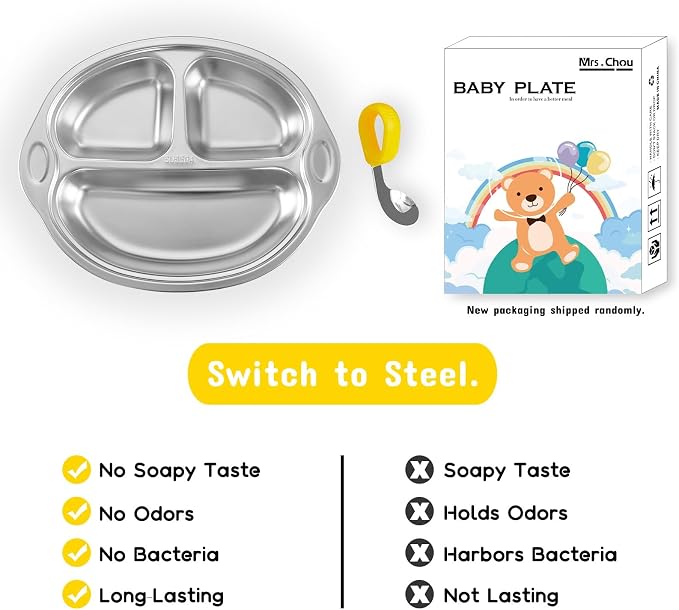 Stainless Steel Baby Suction Plates: Divided Plates - Image 3
