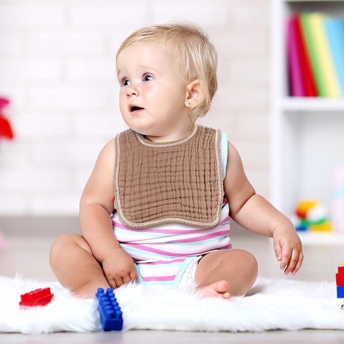 Tallew 8 Pack Muslin Burp Cloths and Baby Bibs - Image 5