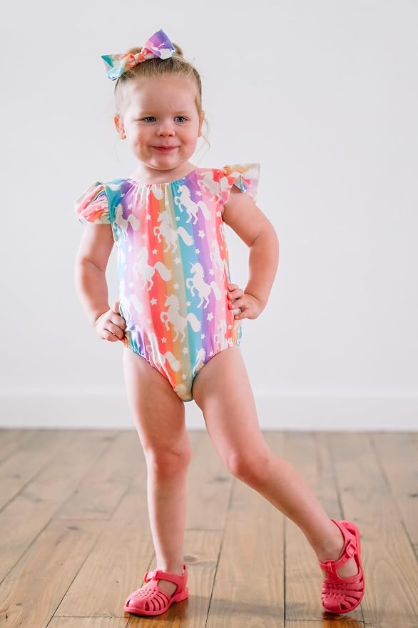Toddler Girl Baby Ruffles Mermaid Fish Scale Swimsuit One Piece Swimwear - Image 2