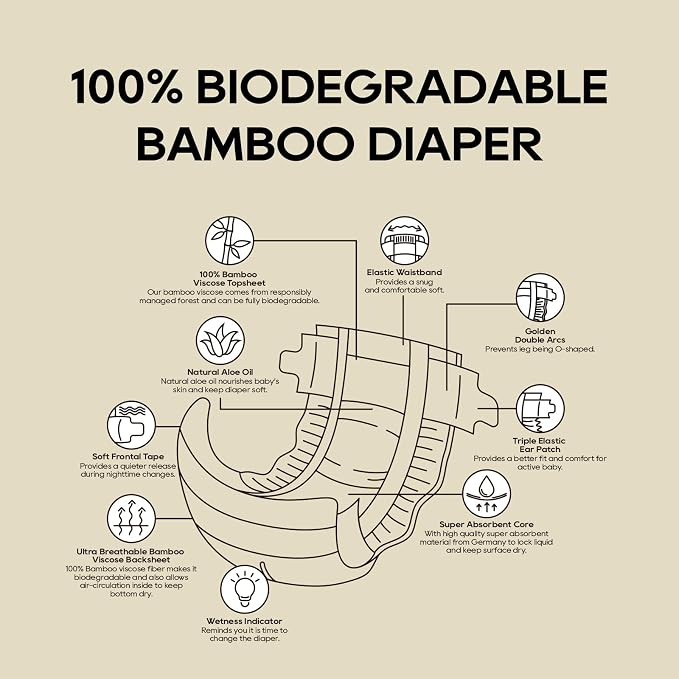 ECO BOOM Diapers, Viscose from Bamboo Diapers, Natural Soft Disposable Nappies - Image 6