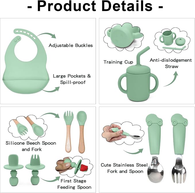 Silicone Baby Feeding Set 10Pcs, Toddler Plates - Image 4