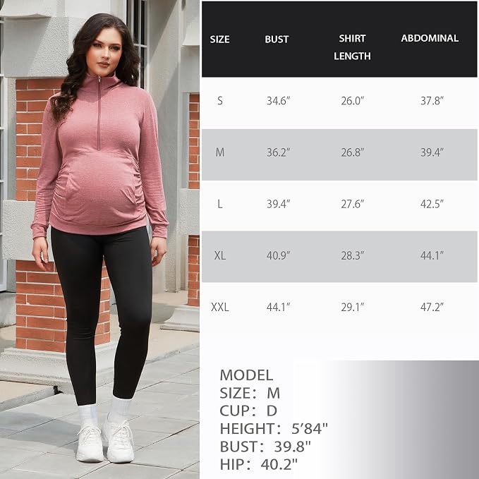 GINKANA Maternity Women's Long Sleeve Shirt Half Zipper Lapel Lightweight - Image 7