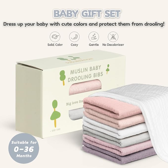 Susurration Muslin Baby Drool Bibs 6Pack Soft Triangular Adjustable Baby - Image 7