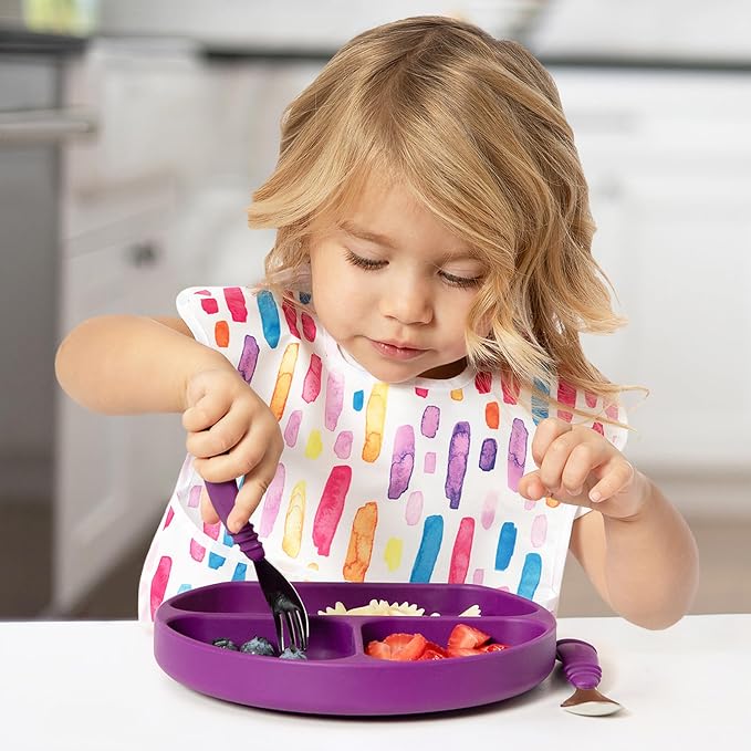 Bumkins Toddler Utensils, Kids Size Fork and Spoon Set, Silicone and - Image 2