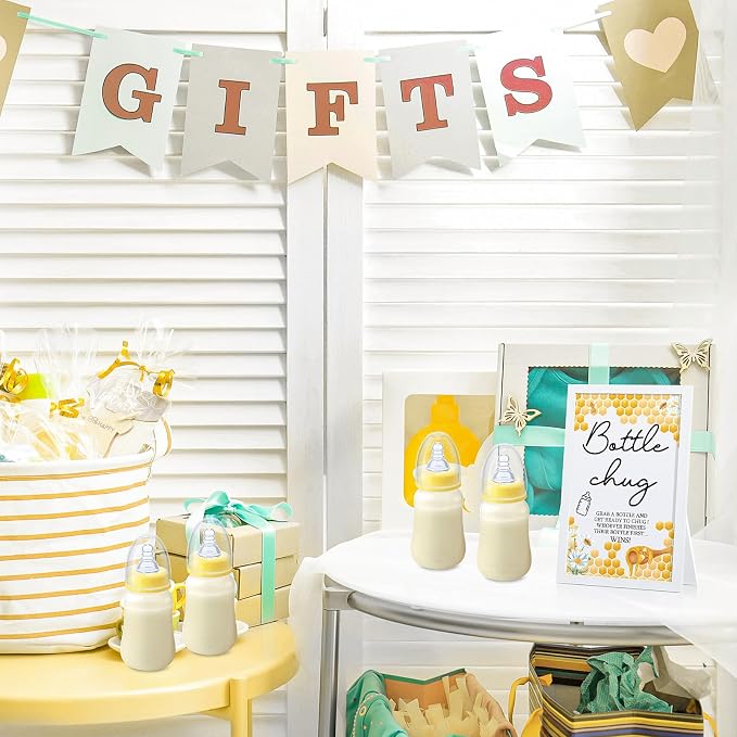 Roowest Bottle Chug Baby Shower Game Favors Including Bee Theme Wooden Sign and - Image 6