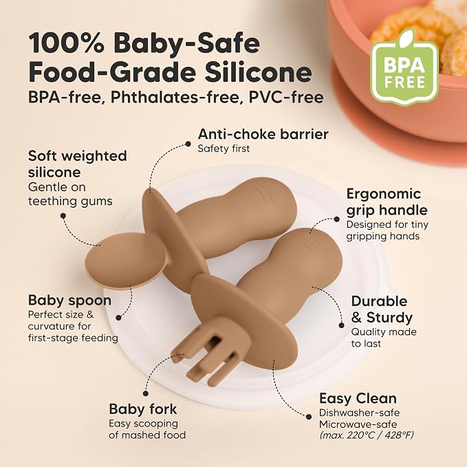 KeaBabies 4-Pack Silicone Baby Spoons and Forks Set - Image 2