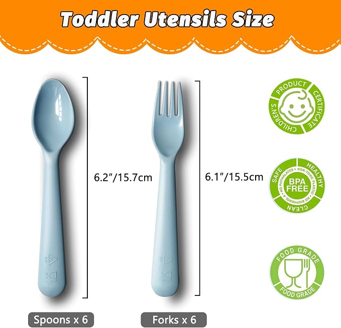 Kids Spoons and Forks Toddler Utensils Plastics Reusable Silverware Baby - Image 2