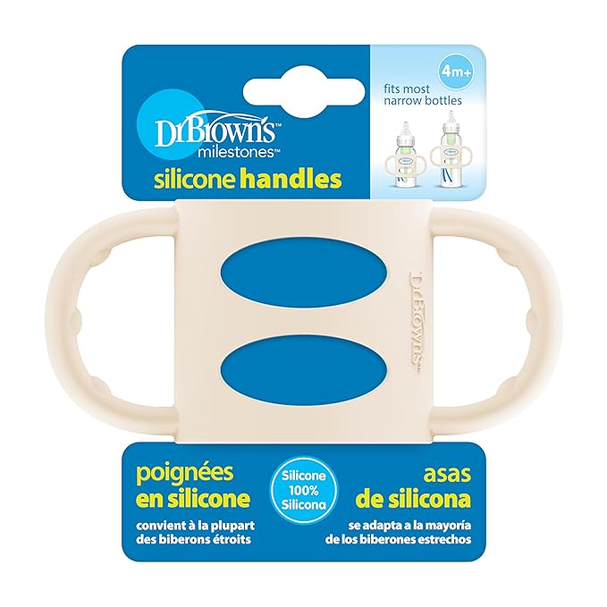 Dr. Brown's Narrow Baby Bottle Handles, 100% Silicone, Easy Grip Removable by DrBrowns
