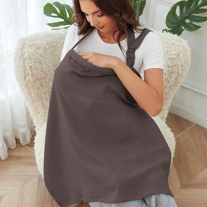 Muslin Nursing Cover for Baby Breastfeeding, Breathable 100% Cotton - Image 4