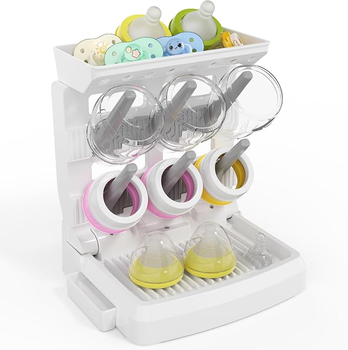 Baby Bottle Drying Rack for 6 Bottles, Vertical Cup Drying Holder, Space Saving by CINWWNI