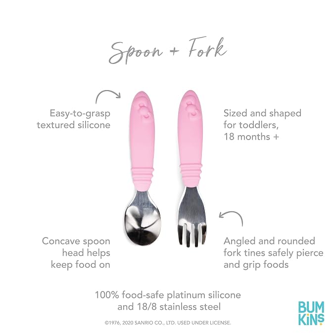 Bumkins Toddler Utensils, Kids Size Fork and Spoon Set, Silicone and - Image 6