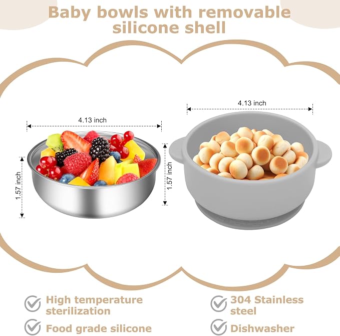 2 Pack Stainless Steel Baby Bowls - Image 4