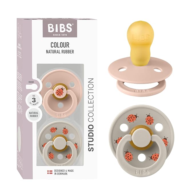 BIBS Studio Soother 2-Pack, BPA Free Dummy Pacifier, Round Nipple. Natural by BIBS
