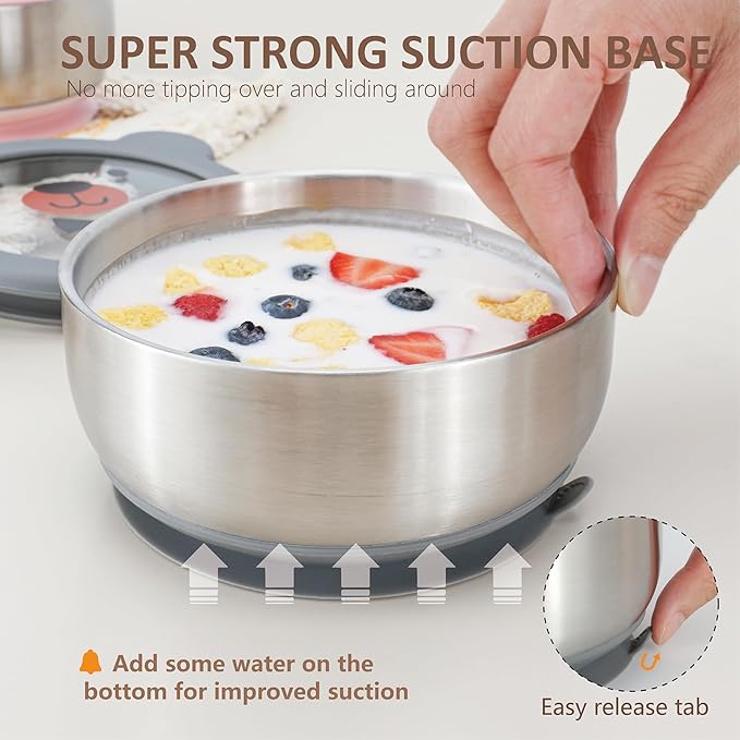 MR. CHOU Baby Bowls with Non-Slip Silicone Suction Cup, Insulated Double-Layer - Image 3