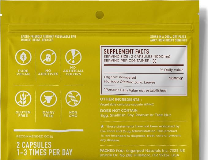 Go-Lacta® 100% Organic Moringa Capsules - Image 2