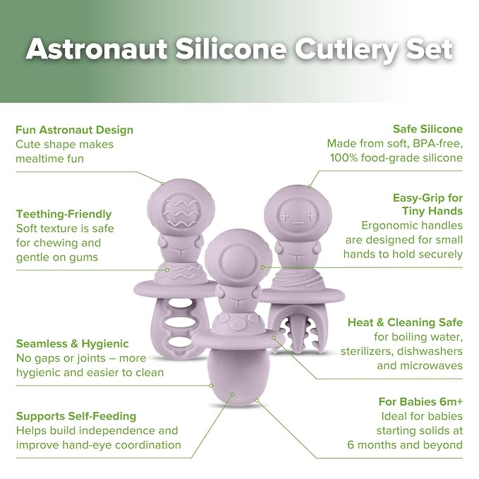 Haakaa Astronaut Beginner Silicone Cutlery Set – Toddler Spoons Self Feeding - Image 5