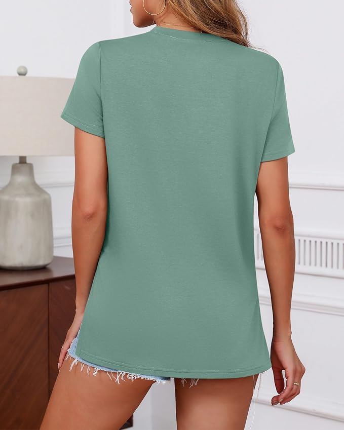 Ficerd 3 Pack Women's Maternity T Shirts, Short Sleeve Side Split Pregnancy - Image 3