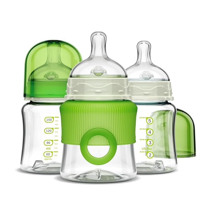 Smilo Baby Bottle Set with Stage 0 Slow Flow Anti Colic Nipple, 5 Oz / 150 ml by Smilo