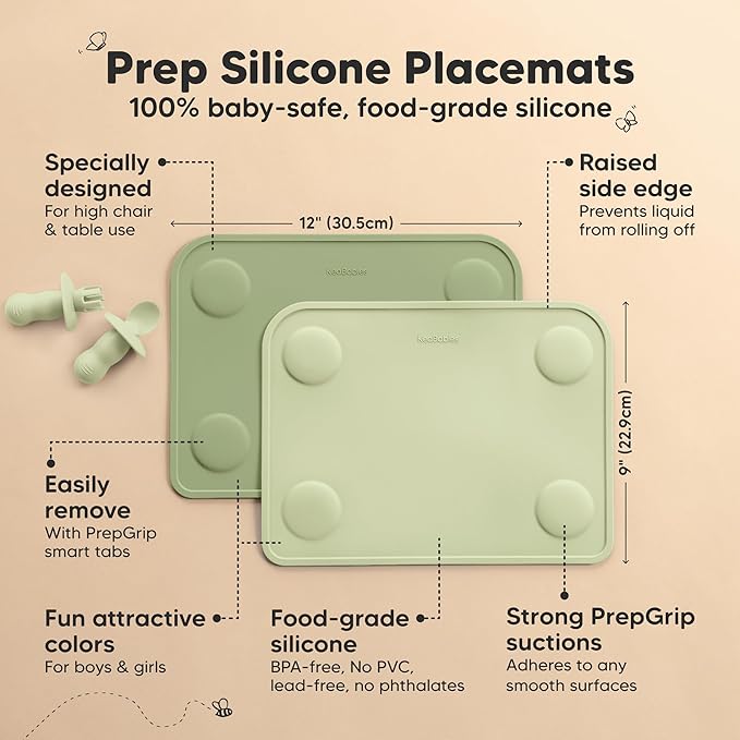 KeaBabies 2-Pack Silicone Placemats - Image 2