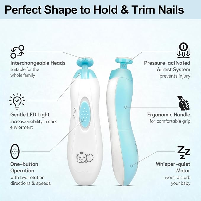 Baby Nail Trimmer 6 in 1, Usage Labeled Case, Royal Angels Baby Electric Nail - Image 5