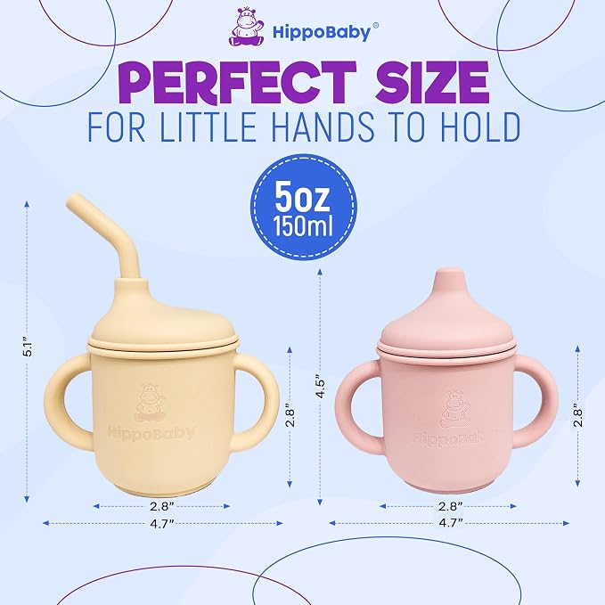 Silicone Transition Sippy Cup for 6+ month old | Includes 1 Toddler straw cup & - Image 3