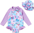 Infant Baby Girl Swimsuit One-Piece Long Sleeve Rash Guard by YOUNGERTREE