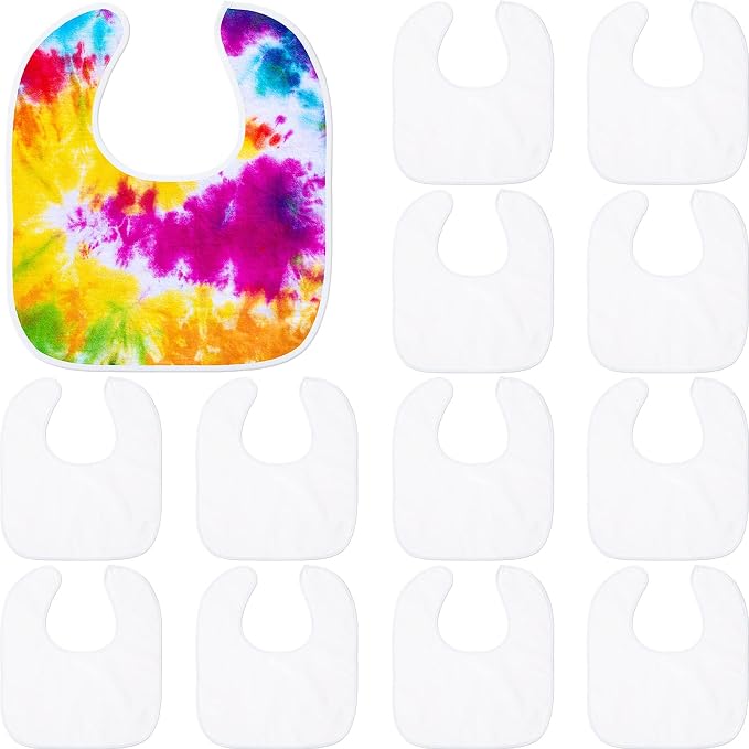 HooLing 12-Piece Sublimation Blank Baby Bib Set, Heat Press White Bibs by HooLing